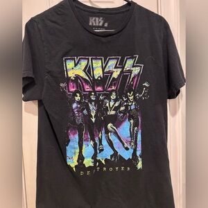Kiss Black Cotton T-Shirt